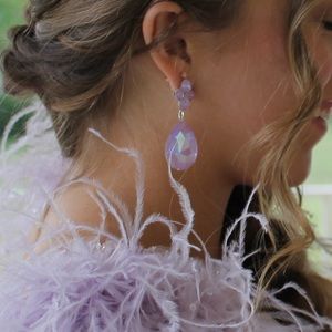 Jim Ball purple lilac lavender drop earrings prom homecoming